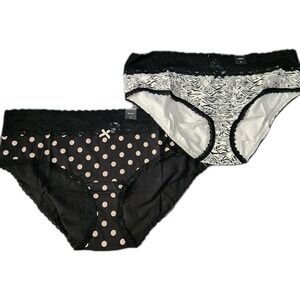 NWT 2 Pair Torrid Mid-Rise Cotton Hipster Lace Trim Panty 3X Tiger Polka Dot